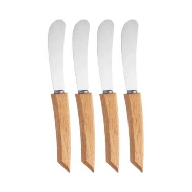 Imagem de Conjunto De Facas Para Manteiga Em Aço Inoxidável Com Cabo De Madeira 