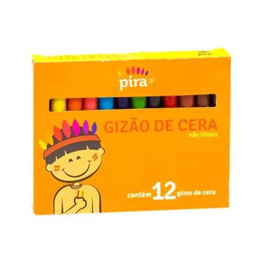 Imagem de Giz de Cera Piratininga Gizão 12 Cores Macio Formato Grande Longa Durabilidade para Atividades Escolares