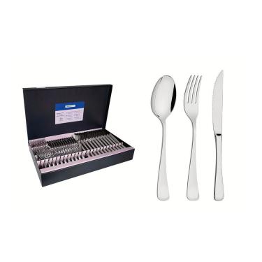 Imagem de Faqueiro Mônaco com Facas para Churrasco 72 Peças em Aço Inox com Revestimento Inox Polido para Mesa Posta Inox