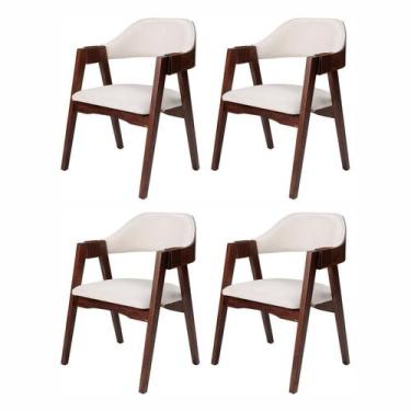Imagem de Kit 4 Cadeiras de Madeira Maciça Tauari, Estofada e Braço com Corda Ná