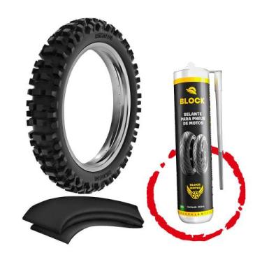 Imagem de Kit Pneu Biz Pop Win Jet 100 80/100-14 Sh31 Rinaldi + Camara + Vacina 