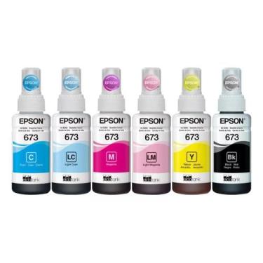 Imagem de KIT 6 REFIL DE TINTA T673 sendo, 1BLACK, 1 CYAN, 1 YELLOW, 1 MAGENTA, 