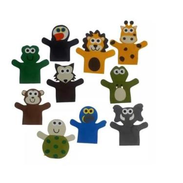 Imagem de Fantoches Animais Selvagens para Contar Histórias Lúdico Lavável - GLA