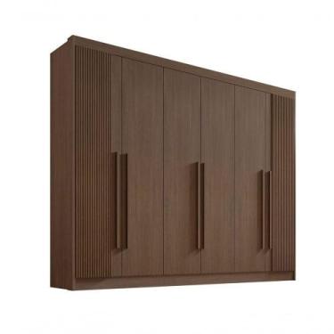 Imagem de Guarda Roupa Casal 6 Portas Ripado 7 Gavetas Sem Pés Athos - D' Doro C