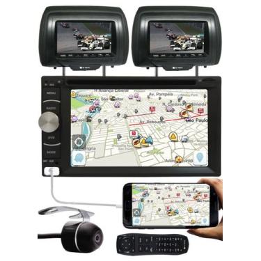 Imagem de DVD Player 2 Din E-Tech + 2 Encosto AV + Câmera Ré, Encosto CINZA