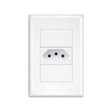 Imagem de Tomada Fame Evidence 2P+T 20A com Placa 4x2 Branca, 220V