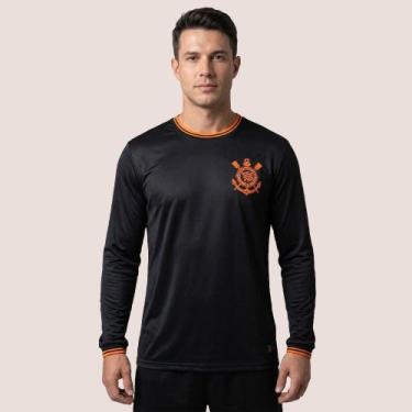Imagem de Camiseta Corinthians Manga Longa Masculina Gola Careca Leve Confortáve