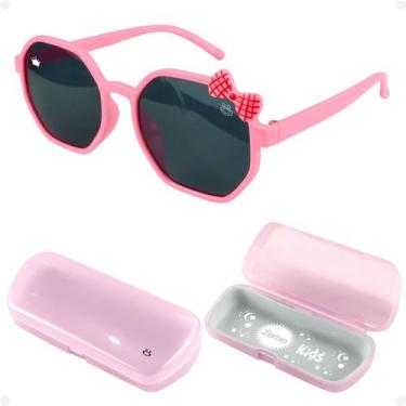 Imagem de oculos sol infantil rosa retro barbie menina vintage + case casual cri
