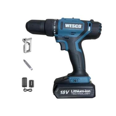 Imagem de Furadeira de Impacto 13mm Wesco Profissional a Bateria 18V, Azul