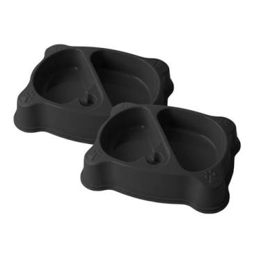 Imagem de Combo 2 Comedouro Duplo Garrafa Adulto 1200mL Mypetone - Preto