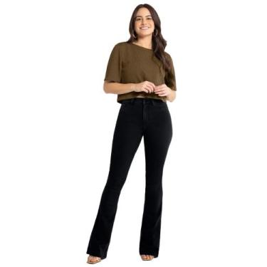 Imagem de Calça jeans flare preta fit for me lunender 20858, M 38 ao 42