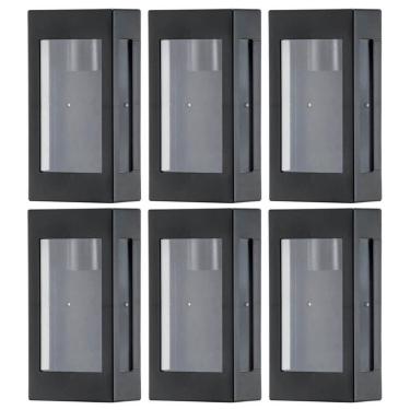 Imagem de Conjunto 6 Arandelas Externas Pretas Prime Luminária Bivolt de Parede Jardim Fachada Mu...
