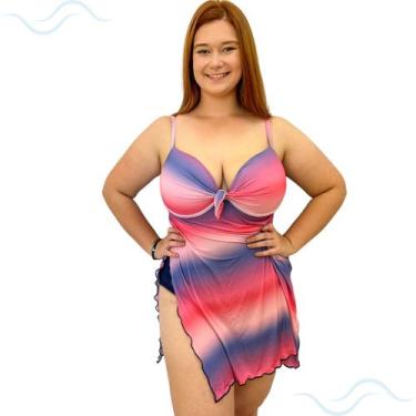 Imagem de Maiô Plus X Adulto Vestido Bojo Disfarça Barriga Poliamida - Hype Moda