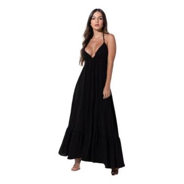 Imagem de Vestido Longo Casual Rodado Elastex Viscolinho Feminino - Look Dreams,