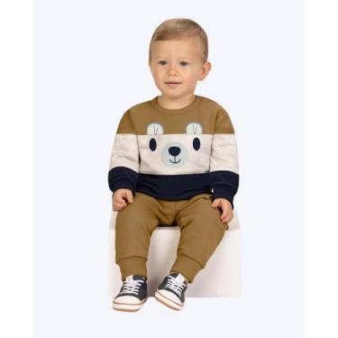 Imagem de Conjunto Moletom Bordado Ursinho Infantil Masculino Milon 2001453, Mar