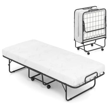 Imagem de KOMFOTT Cama dobrável dobrável com colchão de 10 cm, cama dobrável dobrável com colchão...