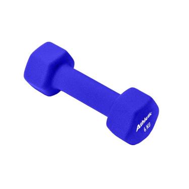 Imagem de Halter Sextavado 6kg em Neoprene para Treino de Musculação em Casa Azul Athletic
