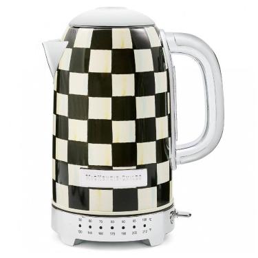 Imagem de Chaleira elétrica MacKenzie-Childs Sterling Check inox preta e branca 8 xícaras 1500W 110V