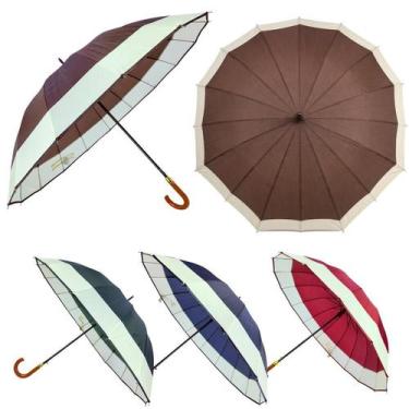 Imagem de Guarda Chuva Liso Grande Automático Colorida Sombrinha Reforçada Para 