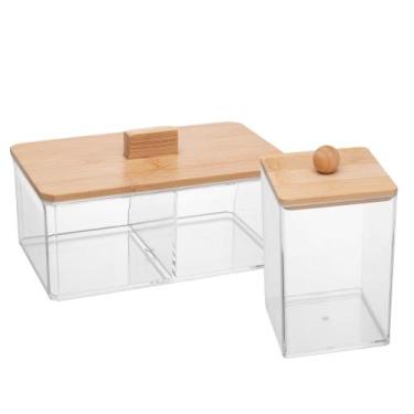 Imagem de Kit Caixa Organizadora com Tampa de Bambu My Box - Lyor - Rojemac
