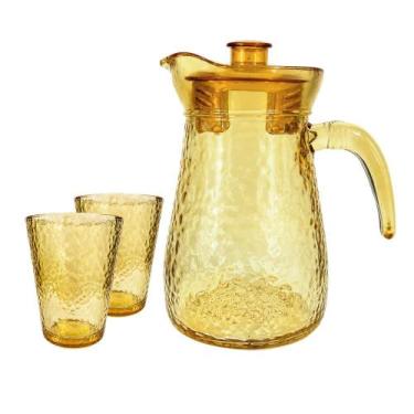 Imagem de Conjunto Jarra 6 Copos Vidro 7 Peças Resistente para Suco Água Bebidas