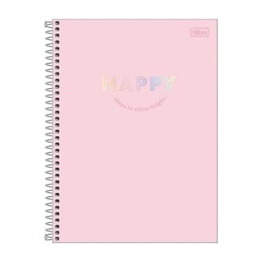 Imagem de Caderno Universitário Espiral Capa Dura 1 Matéria Happy 80 Folhas - Ti