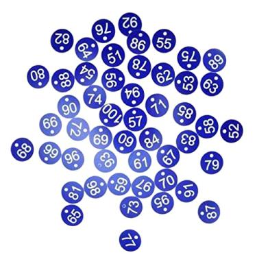 Imagem de 100 peças etiqueta numerada protable etiquetas de identificação de bagagem etiqueta numérica para supermercado locker hotel, palavra azul + branco