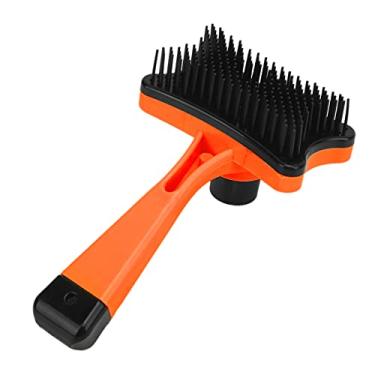 Imagem de Escova de cuidados para animais de estimação, escova autolimpante, escova de queda de pelos curtos e longos para cães e gatos, remove suavemente o subpelo solto (laranja) luvas e rolos para remoção de