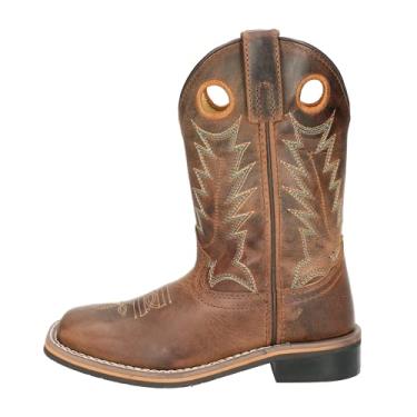 Imagem de Smoky Mountain Meninos Marrom Distressed Jesse bico quadrado caubói bota, marrom