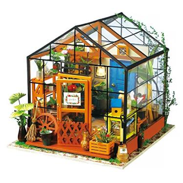 Imagem de Hands Craft DG104, DIY 3D Wooden Miniature Dollhouse Build Your own Crafting Kit with Real LED Lights, Fun Educational STEM Hobby Project for Kids (14+) and Adults. (Cathy's Flower House)