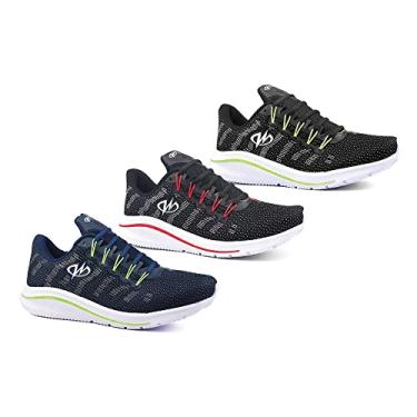 Imagem de Kit 3 Pares Tênis De Academia Runway Training Masculino Tamanho:40;Cor:Marinho Verde e Preto Vermenho e Preto Verde