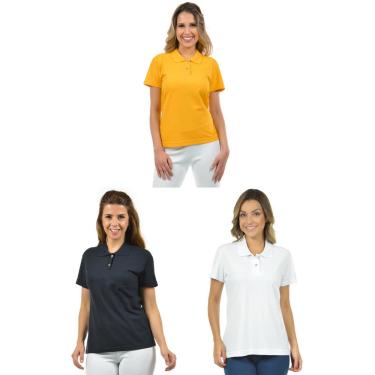 Imagem de Kit 3 camisas gola polo piquet feminina fenomenal