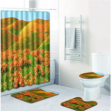 Imagem de Flor Vermelha Flor Casa De Banho Tappeti Bagno Tapete de Banheiro Conjunto de Tapete de Banho Tapis Salle De Bain Alfombra Bano,como imagem1,450MMx750MM