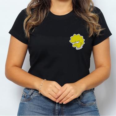 Imagem de Camiseta Feminina Lisa Simpson Fox Blusa preta de algodao estampada