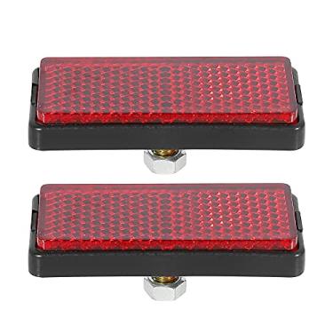 Imagem de F FIERCE CYCLE Par refletor refletor de aviso refletor de montagem em parafuso universal retangular vermelho M5x0,8 para motocicleta de 56 mm de comprimento