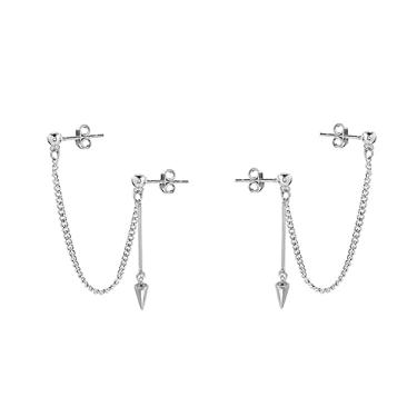 Imagem de Brincos de argola de bola dupla minimalista, para dois furos, homens, mulheres, meninos, 2ª orelha, cartilagem, de aço inoxidável, fashion, punk, alpinista, passador, borla, pendente, hipoalergênicos, presentes para aniversário