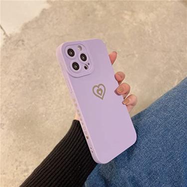 Imagem de Capa de telefone com moldura de coração macio doce cor amor para iphone 11 12 13 pro max x xr xs max 7 8 plus capa à prova de choque de proteção de lente, iu6873pr, para iphone 11 pro