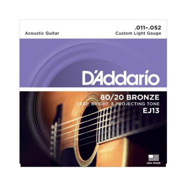Imagem de Encordoamento D`Addario Violão Aço Bronze 80/20 Ej13-B 0.011