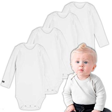 Imagem de Body Bebe Kit Liso Algodao Premium Tipo Carters (24 Meses (2 anos ou +), Kit Branco - 4 peças)