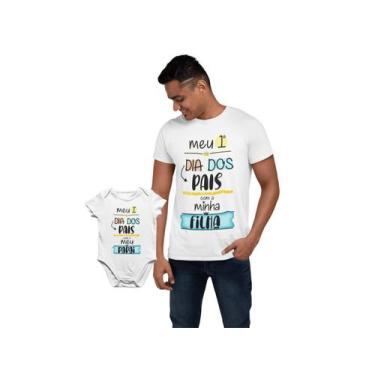 Imagem de Kit Camiseta Body Do Bebe Dia Dos Pais Papai Frase Branca - Del France