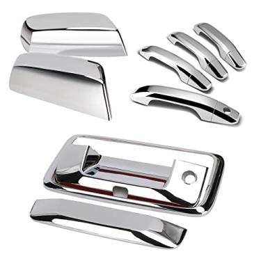 Imagem de Tutor Auto Chrome Top Meia capa de espelho + alças de porta + capa de porta traseira de reposição para Chevrolet/Chevy Silverado GMC Sierra 1500 2500 3500 2014 2015 2016 2017 2018 – Não para espelho de reboque