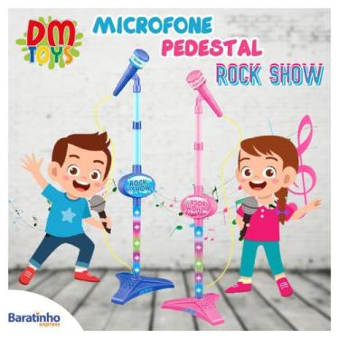 Imagem de Microfone Infantil C/ Pedestal Som E Luz Conecta Ao Celular - Dm Toys