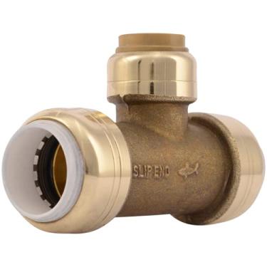 Imagem de SharkBite 1/2 polegada PVC x 1/2 polegada PVC x 1/2 polegada CTS Slip Tee, Push To Connect Brass Plumbing, UIP364A