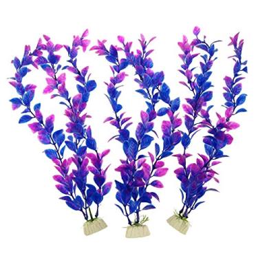 Imagem de (30 cm Roxo, 3 unidades) - CNZ Decoracao de Aquario Ornamento de Decoracao de Tanque de Peixe Planta de Plastico Artificial Verde