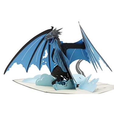 Imagem de Ice Dragon - Cartão pop-up 3D para todas as ocasiões - aniversário, amor, natal, boa sorte, parabéns, fique bem - em branco por dentro para personalizado - presente incrível, divertido, feliz - envelope grosso, plano dobrável