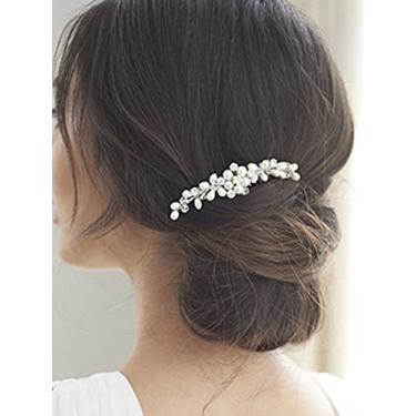 Imagem de Pente de cabelo de pérola para noiva, noiva, casamento, flores, acessórios de cabelo para mulheres e meninas HC043 da Jakawin