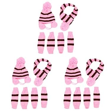 Imagem de POPETPOP 3 Partidas lenço de inverno para cachorro chapéu para gorro chapéus vestidos roupas de inverno de malha acessórios de inverno bicho de estimação cachorro grande suéter perneiras