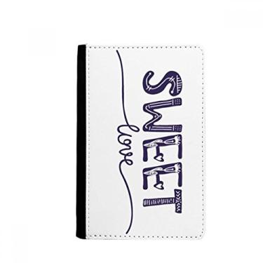 Imagem de Doce amor citação bonito estilo escrito à mão porta-passaporte Notecase Burse carteira capa porta-cartão, Multicolor