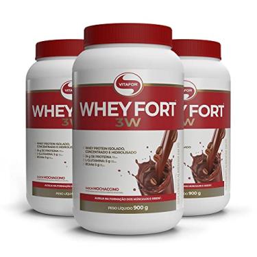 Imagem de Kit 3 Whey Fort 3W Vitafor Mochaccino 900g