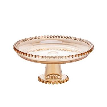 Imagem de WOLFF - Prato de Cristal com Pé Âmbar Metalizado 20cm x 9cm - Linha Pearl